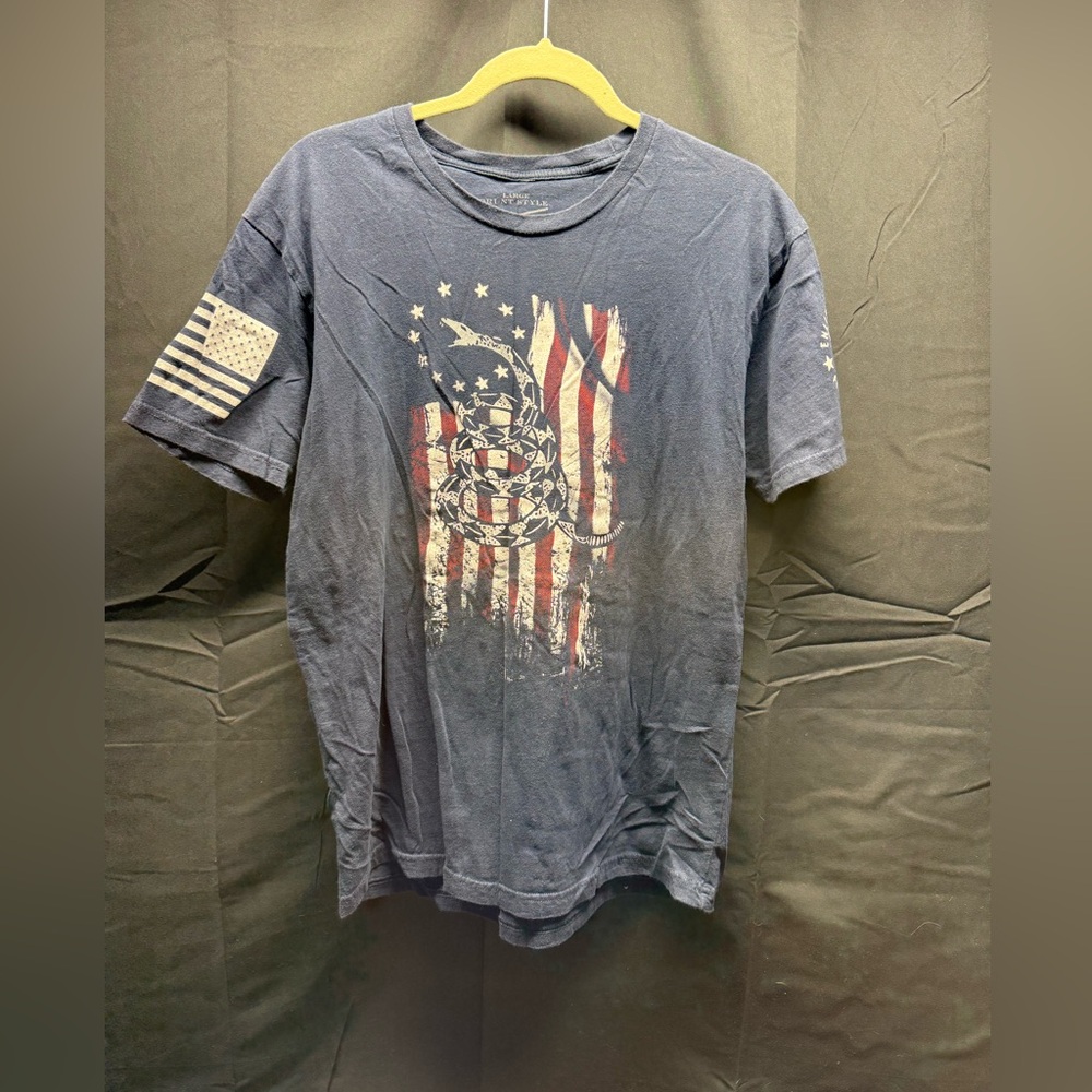 Grunt Style Navy Patriotic Short Sleeve Tee Sz Lg (14aj)